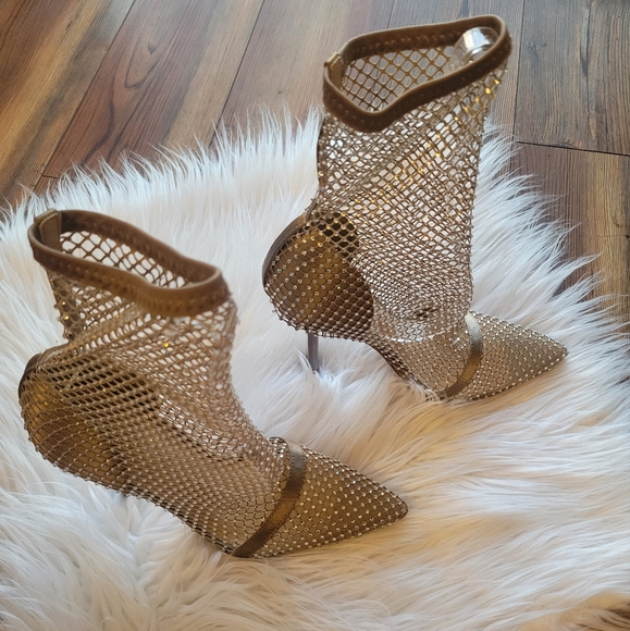 SHOEDAZZLE Coira Rhinestone Net PointedToe Heeled Ankle Booties w Box Size 7.5 - Picture 4 of 13
